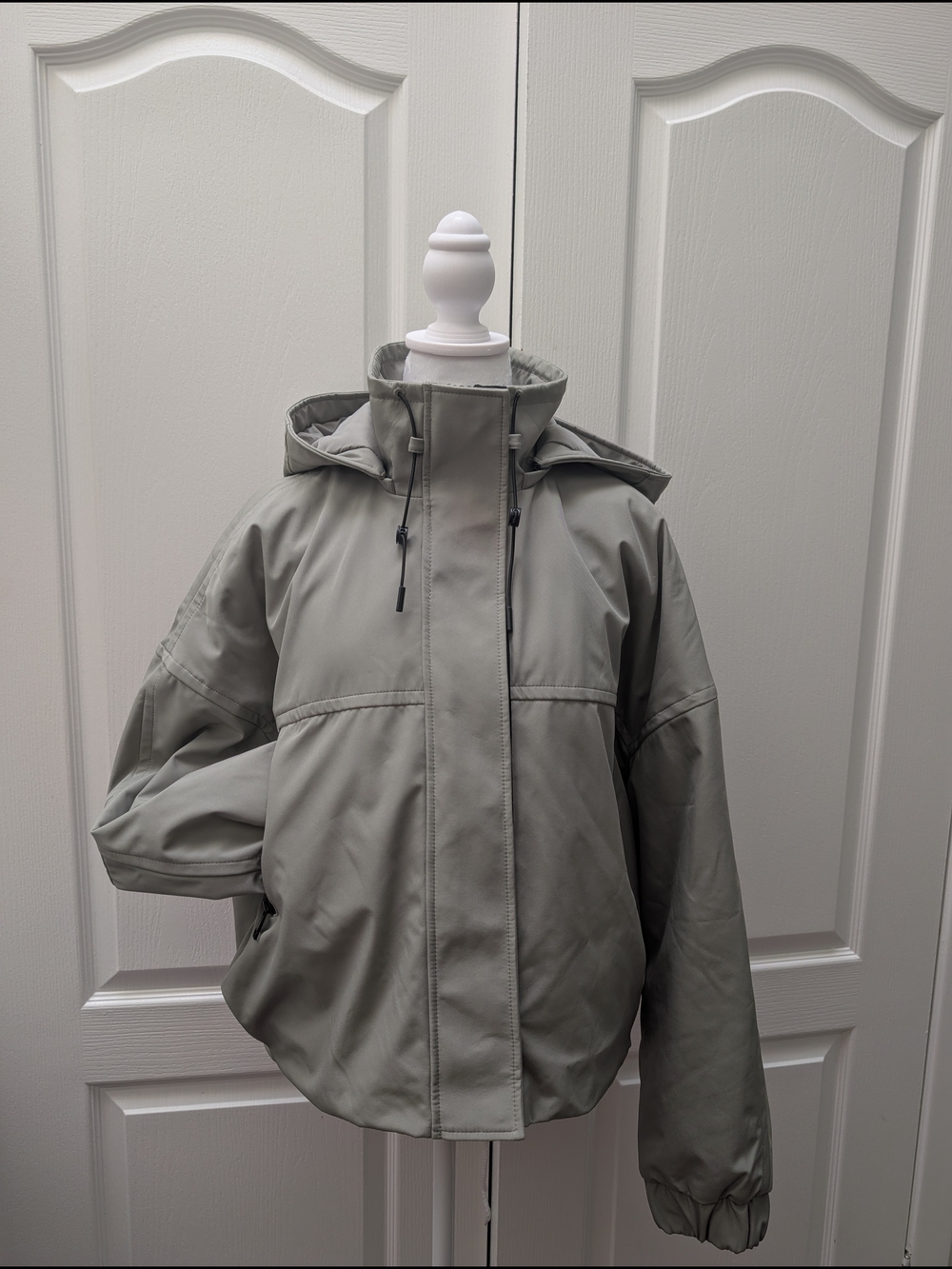 Only Light Gray Women's Bomber Jacket with Detachable Hood